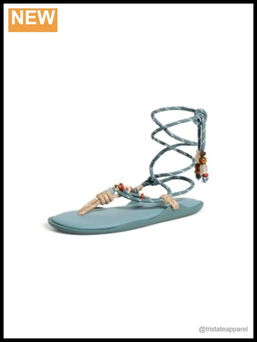 Lace Up Twin Sandals with Resin Bead Accents and Cushioned Footbed